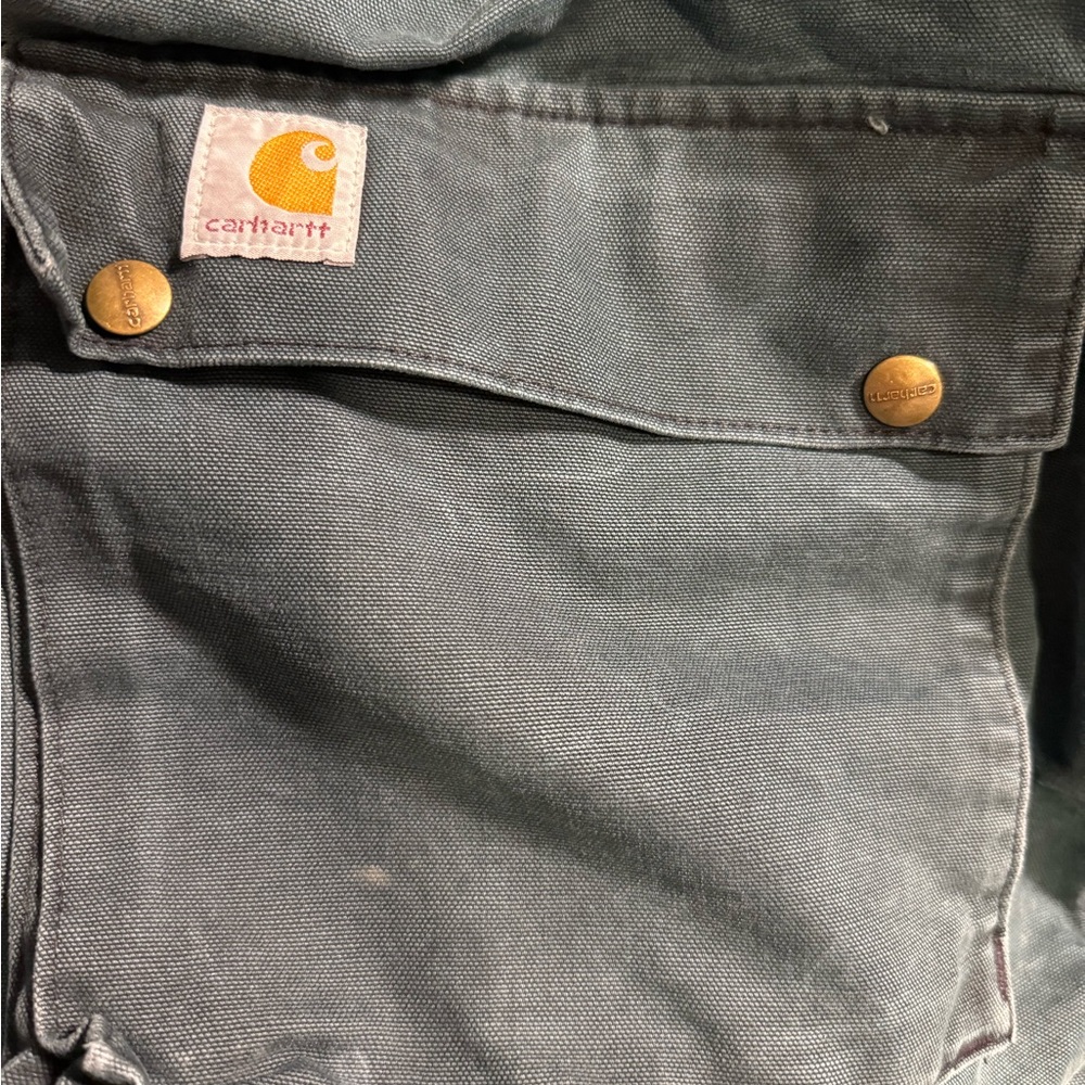 Carhartt Canvas Flannel Lined Snap Button Jacket Forest Green XL - Picture 6 of 6
